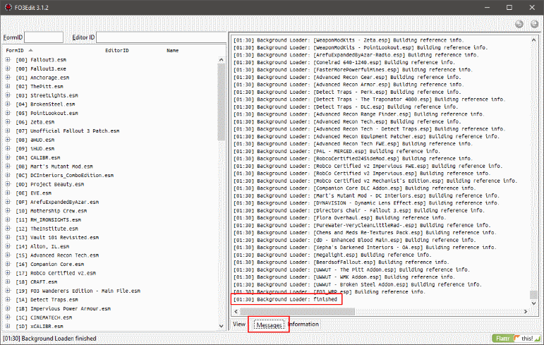 FO3Edit background loader finished