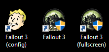 Fallout 3 launch shortcuts with fullscreen