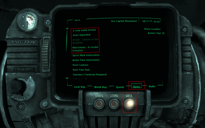 Fallout 3 new quests notes