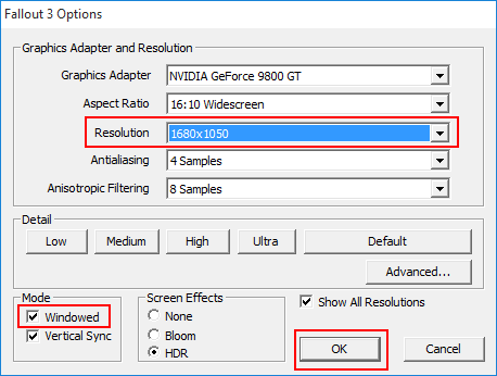 Fallout 3 options windowed