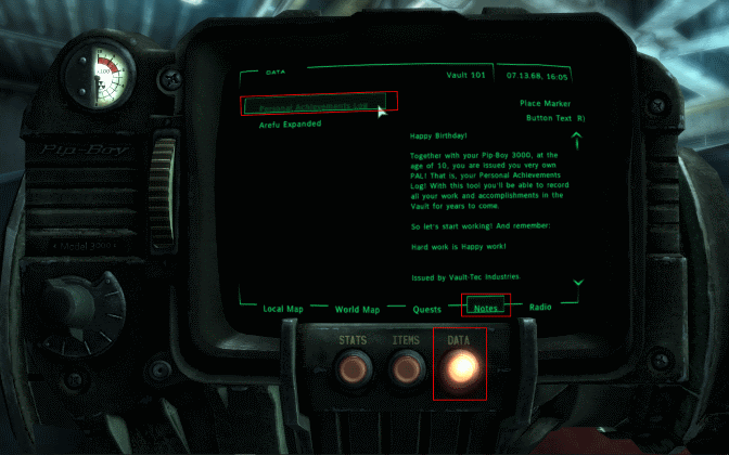 Fallout 3 personal achievements log