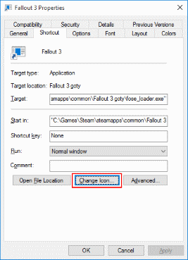 Fallout 3 shortcut change icon
