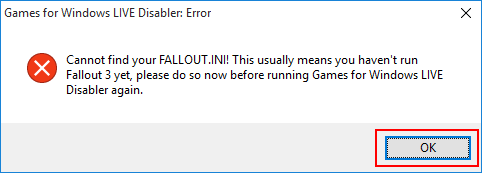 GFWL Disabler error