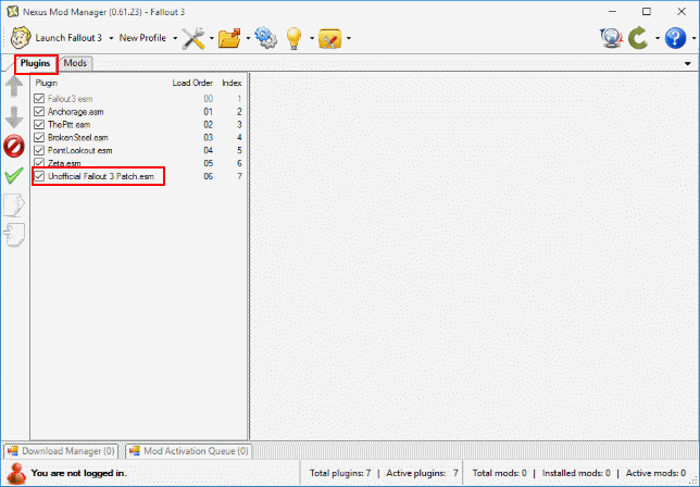 NMM plugins tab