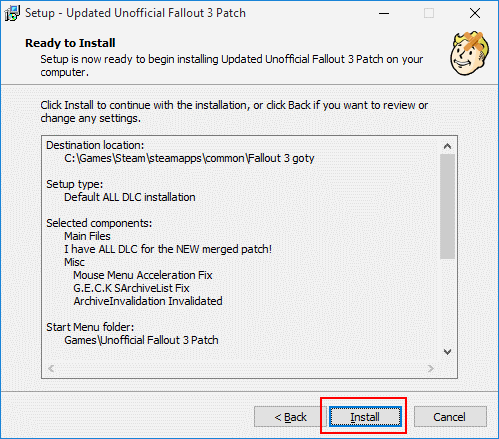 UF3P Installation summary